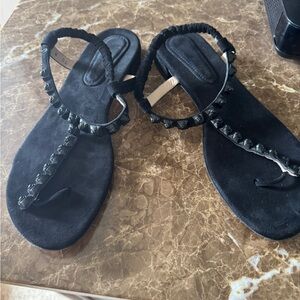 Stuart Weitzman Black Beaded Sandals